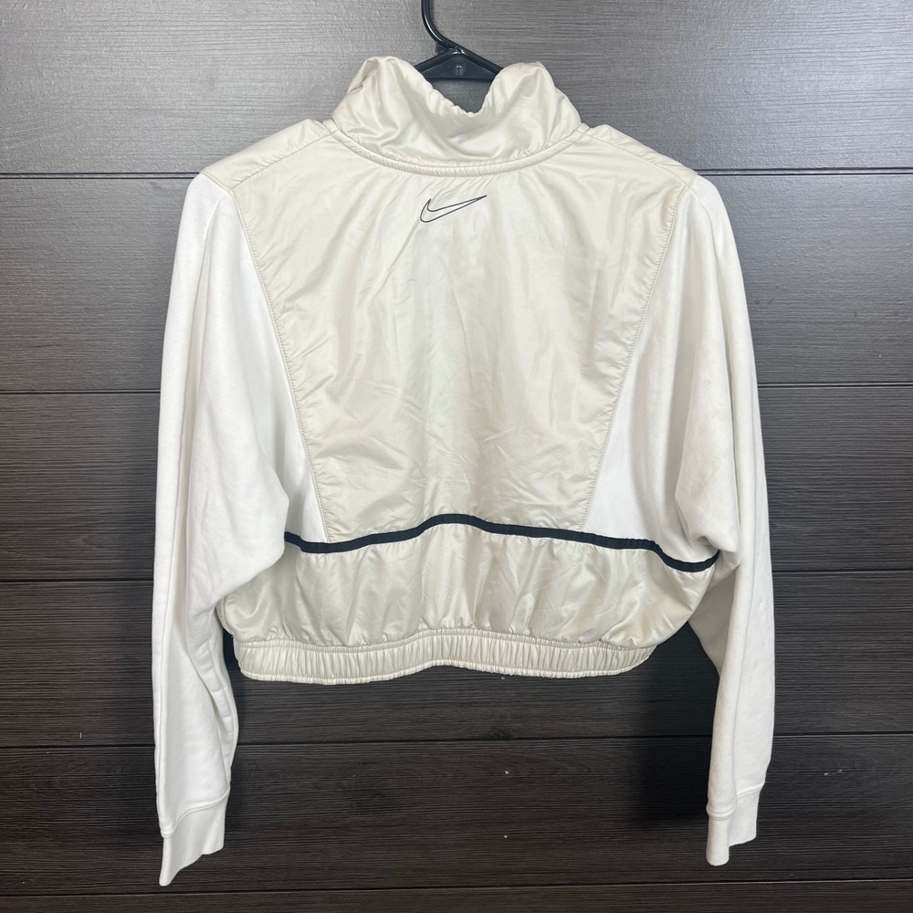 Nike Women Cropped Pullover Sweatshirt Half Zip Cream Size S Streetwear - Picture 5 of 5